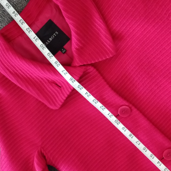 💓Talbots💓 - "Thinsulate" Fuchsia Wool Blend Ribbed Funnel Neck Coat - Picture 10 of 11